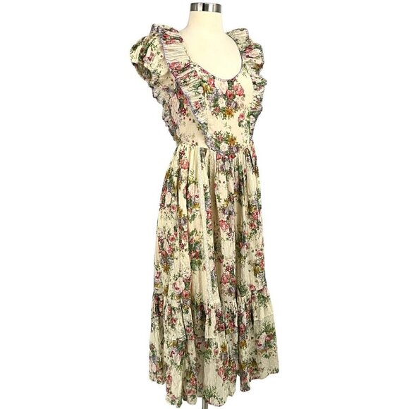 NWT LoveShackFancy Exley Dress Shining Gemstone Size 2 Floral Short Sleeve - Picture 14 of 16